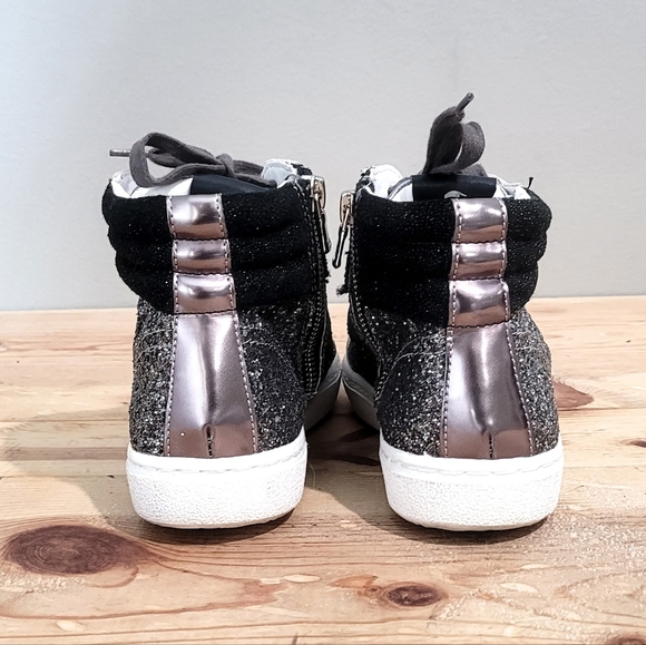 Steve Madden Serena Mixed Media High Top Sneakers NY90 Glitter Zip Shoes… - Picture 3 of 12